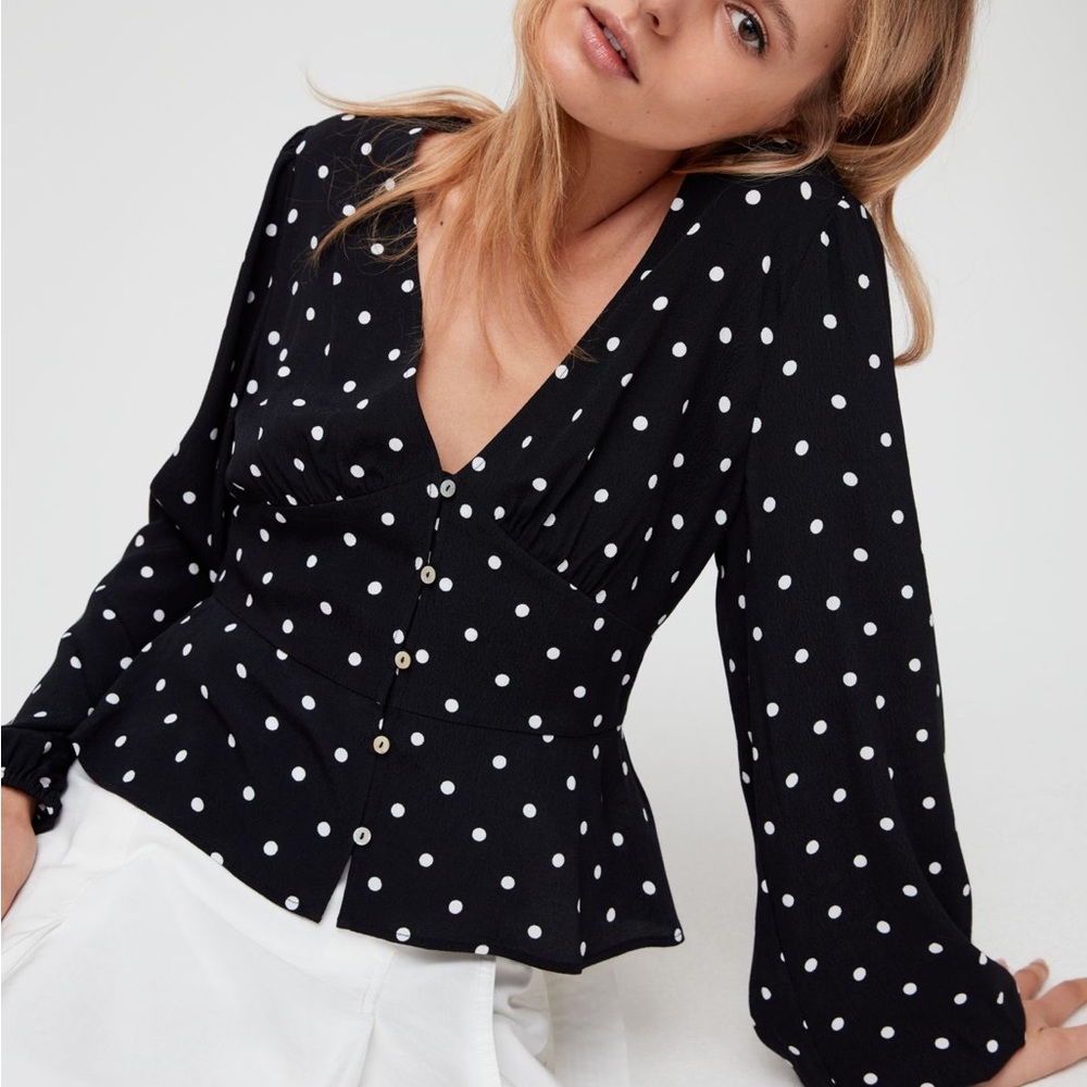 Aritzia Poka Dot Blouse - Size Medium